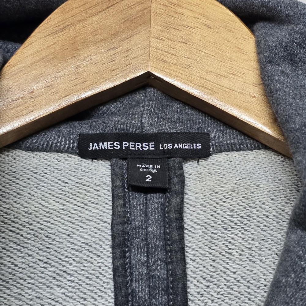 James Perse Womens 100% Cotton Hooded Open Cardigan‎ Sz 2 Medium Gray Casual - Picture 3 of 9
